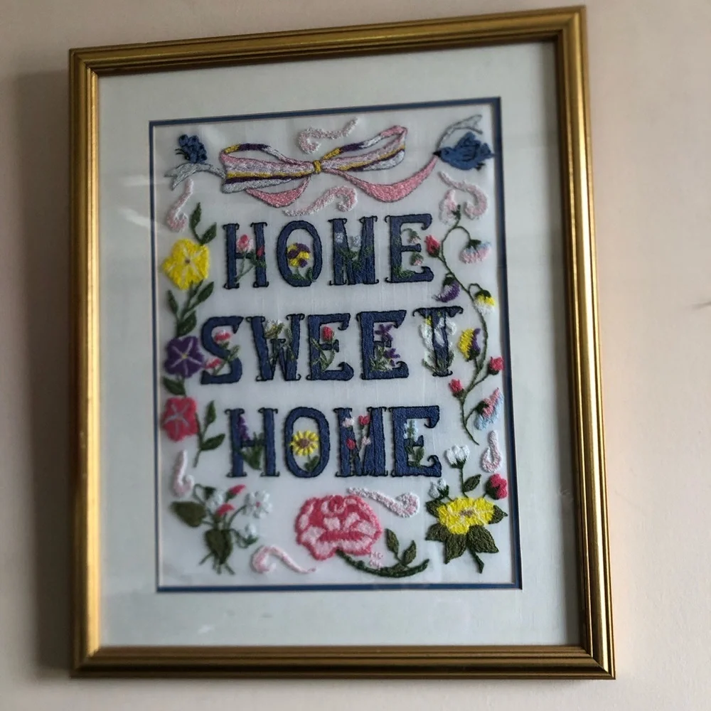 Embroidered 'Home Sweet Home' Framed Art - Picture 4 of 16